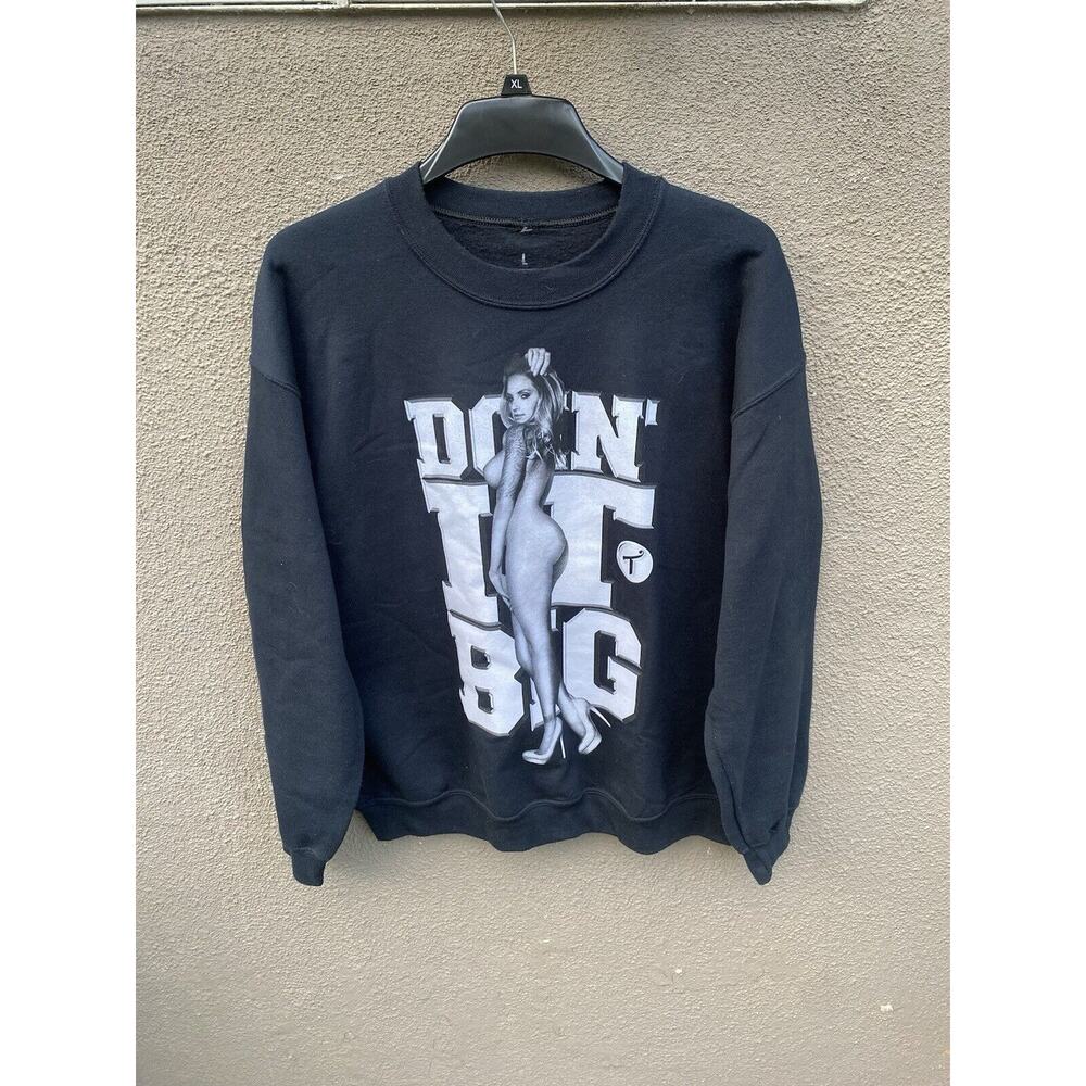 T.I.T.S Two In The Shirt Crewneck Sweatshirt Size L Large Black